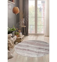 Dijidekor Halı Vizon Cool KY7055 Yıkanabilir Yuvarlak Kesme İnce Yolluk Kilim Salon Halısı Modeli (Açık Vizon)