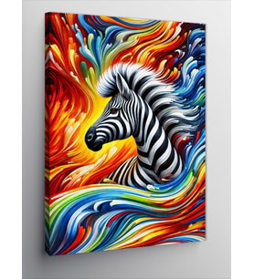 Kanvas Tablo Soyut Zebra Ve Renkler