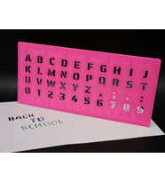 3D Baskı Alfabe, Rakam ve Cetvel Şablonu - Yazı Çizim Kalıbı - Pembe