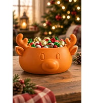 Sonbahar ve Noel Temalı Ren Geyiği Bowl - Sunum Kabı