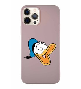 Apple iPhone 12 Pro Soft Premier Kapak Donald Duck-E Tasarımlı Silikon Kılıf - Pudra (Şeffaf)