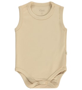 Civil Baby Düz Renkli 3-36 Ay Çıtçıtlı Badi - Gri (Bej)