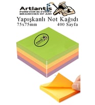 Yapışkanlı Not Kağıdı 4 Renk 400 Sayfa 1 Paket Bahar Küp Blok Yapışkanlı Postit 75x75 mm Renkli  (Çok Renkli)