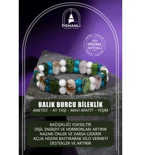 Balık Burcu Bileklik Ametist, Ay Taşı, Mavi Apatit, Yeşim