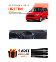FORD COURİER (2013-2020) EKRANLI Uyumlu Torpido Koruma Örtüsü Oto Kılıfı - Siyah