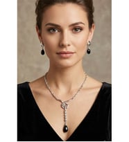 GÜMÜŞ METAL KRİSTAL DAMLA TAŞ KOLYE KÜPE SET