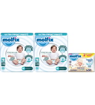 Molfix Premium Bebek Bezi Beden:4 (7-14KG) Maxi 172 Adet Ultra Fırsat Pk + 3 Adet Islak Mendil