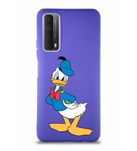 Huawei Y7A Soft Premier Kapak Donald Duck-D Tasarımlı Silikon Kılıf - Mor (Şeffaf)