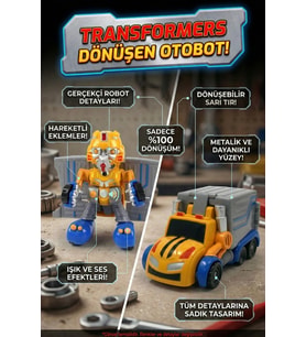 Işıklı Sesli Dönüşebilen Robot Kamyon Otobot Transformers Oyuncak