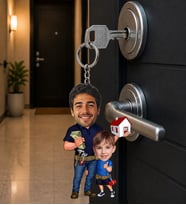 Kişiye Özel Baba Oğul Karikatür Anahtarlık – Kişiye Özel Baba Çocuk Anahtarlık Eğlenceli Aile Karikatür Anahtarlığı