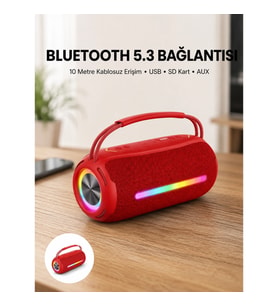 Mey İthalat® RGB Işıklı Taşınabilir Hoparlör – Çoklu Bağlantı Desteği