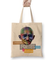 Mahatma Gandhi Bez Çanta Uzun Saplı