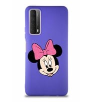 Huawei P Smart 2021 Soft Premier Kapak Minnie Mouse-C Tasarımlı Silikon Kılıf - Mor (Şeffaf)