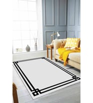 Açık Gri Çerçeveli Kaymaz Tabanlı Dekoratif Halı TL002 - 100 x 160 cm