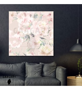 Tekli Kare Kanvas Tablo Açık Renk Pembe Renkte Soft Çiçekler
