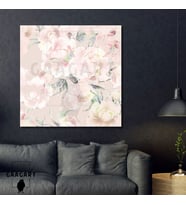 Tekli Kare Kanvas Tablo Açık Renk Pembe Renkte Soft Çiçekler