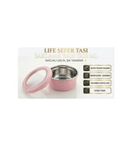 Çelik Sefer Tası 1200 ML Sızdırmaz Kapaklı Saklama Kabı Pembe