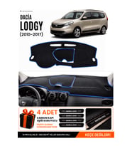 e-biz DACIA LODGY (2010-2017) Uyumlu Torpido Koruma, Torpido Örtüsü, Torpido Kılıfı - Siyah-Mavi - DA007