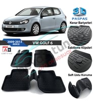 Volkswagen Golf 6 Havuzlu 3D Paspas Niken Siyah