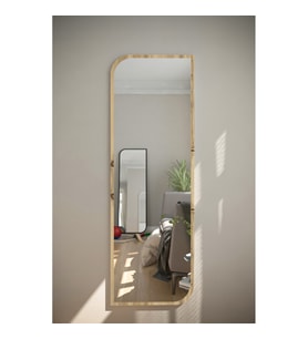 150 Cm Safir Meşe Çapraz Oval Duvar Salon Antre Hol Koridor Mutfak Banyo Ofis Aynası (Gold)