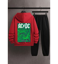 Unisex AcDc Baskılı Eşofman Takımı (A.Kırmızı)