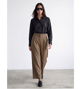 LCW Modest Haki Beli Lastikli Geniş Paça Kadın Pileli Pantolon