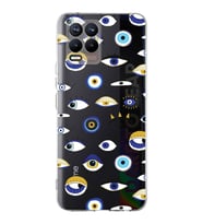 PrintiFy Realme 8  ile Uyumlu 1mm Slim Fit Nazar Boncuğu 2 Baskılı Şeffaf  Kılıf