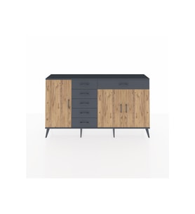 Arges Konsol 3 Raflı 6 Çekmeceli 3 Kapaklı 176x30x99 Antrasit-Çam/Antrasit