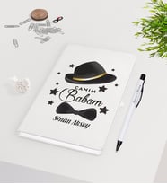 BK Gift Kişiye Özel Canım Babam Tasarımlı 9x14cm Beyaz Defter ve Kalem Hediye Seti - Model 3