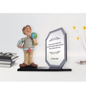 Öğretmenler Günü Hediyesi BK Gift Kişiye Özel Erkek Öğretmen Biblo Kristal Plaket, Öğretmene Hediye (Beyaz)
