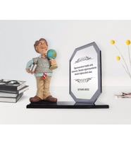 Öğretmenler Günü Hediyesi BK Gift Kişiye Özel Erkek Öğretmen Biblo Kristal Plaket, Öğretmene Hediye (Beyaz)
