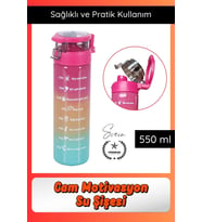 #Suluk 550 ml Cam Motivasyon Su Şişesi Matarası Ölçekli Günlük Taşınabilir Sızdırmaz Kapaklı