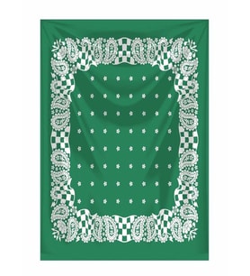 YEŞİL ZEMİN ÜZERİNE BEYAZ DAMA DESENLİ KARE %100 PAMUK BANDANA 55X55 UNİSEX