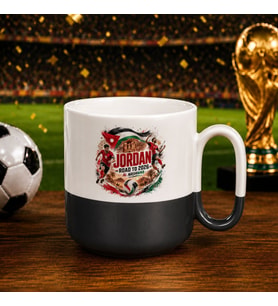 BK Gift Ürdün Taraftar Temalı 2026 Dünya Kupası Tasarımlı Siyah Joyful Kupa Bardak