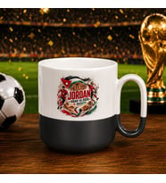 BK Gift Ürdün Taraftar Temalı 2026 Dünya Kupası Tasarımlı Siyah Joyful Kupa Bardak