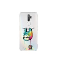 Oppo A9 2020 ile Uyumlu Splash Tembel Hayvan Tasarımlı Şeffaf Silikon Kılıf