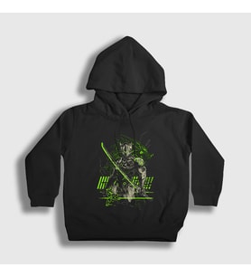 Presmono Unisex Çocuk Siyah Genji V2 Oyun Overwatch Kapüşonlu Sweatshirt 358572tt