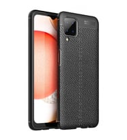 Samsung Galaxy A12 Deri Görünümlü Silikon Siyah