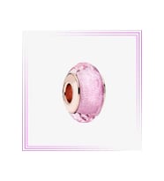 Pembe Yönlü Murano Cam Charm 925 Ayar