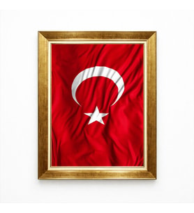 Tablore Türk Bayrağı Tablosu Gold Çerçeveli Ofis Ve Ev Duvar Dekoru