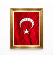 Tablore Türk Bayrağı Tablosu Gold Çerçeveli Ofis Ve Ev Duvar Dekoru
