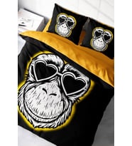 Çift Kişilik Nevresim Takımı Sık Dokuma Pamuk Saten 3d Özel Tasarım Monkey