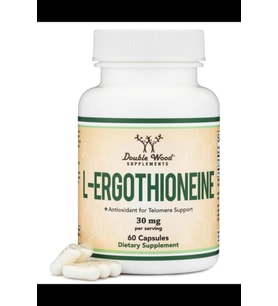 Double Wood Ergothioneine  (EGT) 30mg of Pure, Plant-Based L-Ergothioneine  60 Capsul (May Support Longevity and Healthy Aging (Renksiz)