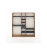 Arges Gardrop 10 Raflı 2 Çekmeceli 3 Askılı 220x30x243 Çam-Antrasit