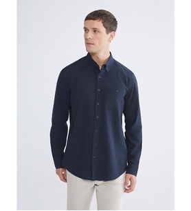 LCWAIKIKI Classic Lacivert Regular Fit Uzun Kollu Erkek Gömlek