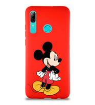 Huawei P Smart 2019 Soft Premier Kapak Mickey Mouse-D Tasarımlı Silikon Kılıf - Kırmızı (Şeffaf)