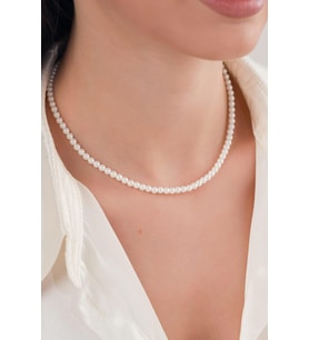 Gümüş Beyaz İnci Choker Tasma Kolye
