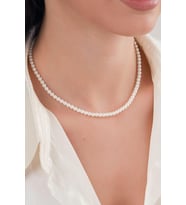 Gümüş Beyaz İnci Choker Tasma Kolye