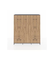 Hyperion Gardrop 12 Raflı 4 Çekmeceli 2 Askılı 220x44x243 Antrasit-Çam/Çam