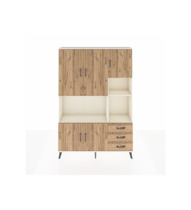 Arges Gardrop 9 Raflı 3 Çekmeceli 5 Kapaklı 132x30x195 Aytaşı-Çam